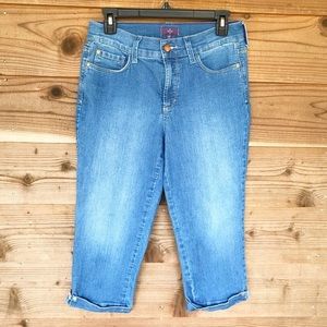 NYDJ Lift/Tuck Techno Reinstone Cuffed Crops Sz 2P